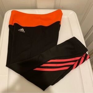 Adidas Kids Black and Orange Leggings